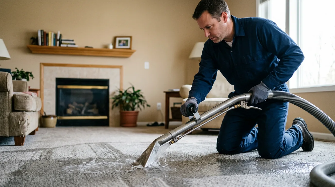 Water damage restoration technician working near Clyman, WI